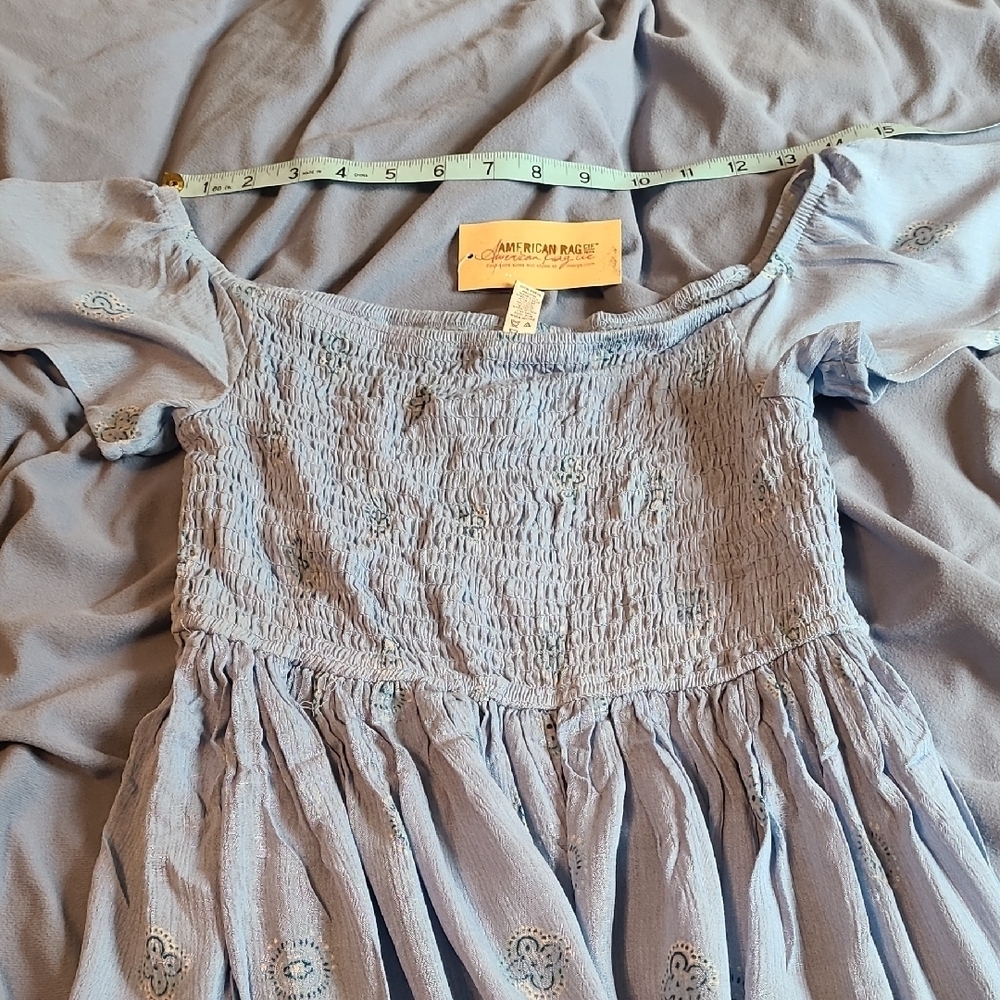American Rag Juniors Small Blue Embroidered Women's Smocked Dress NWT - Picture 5 of 10